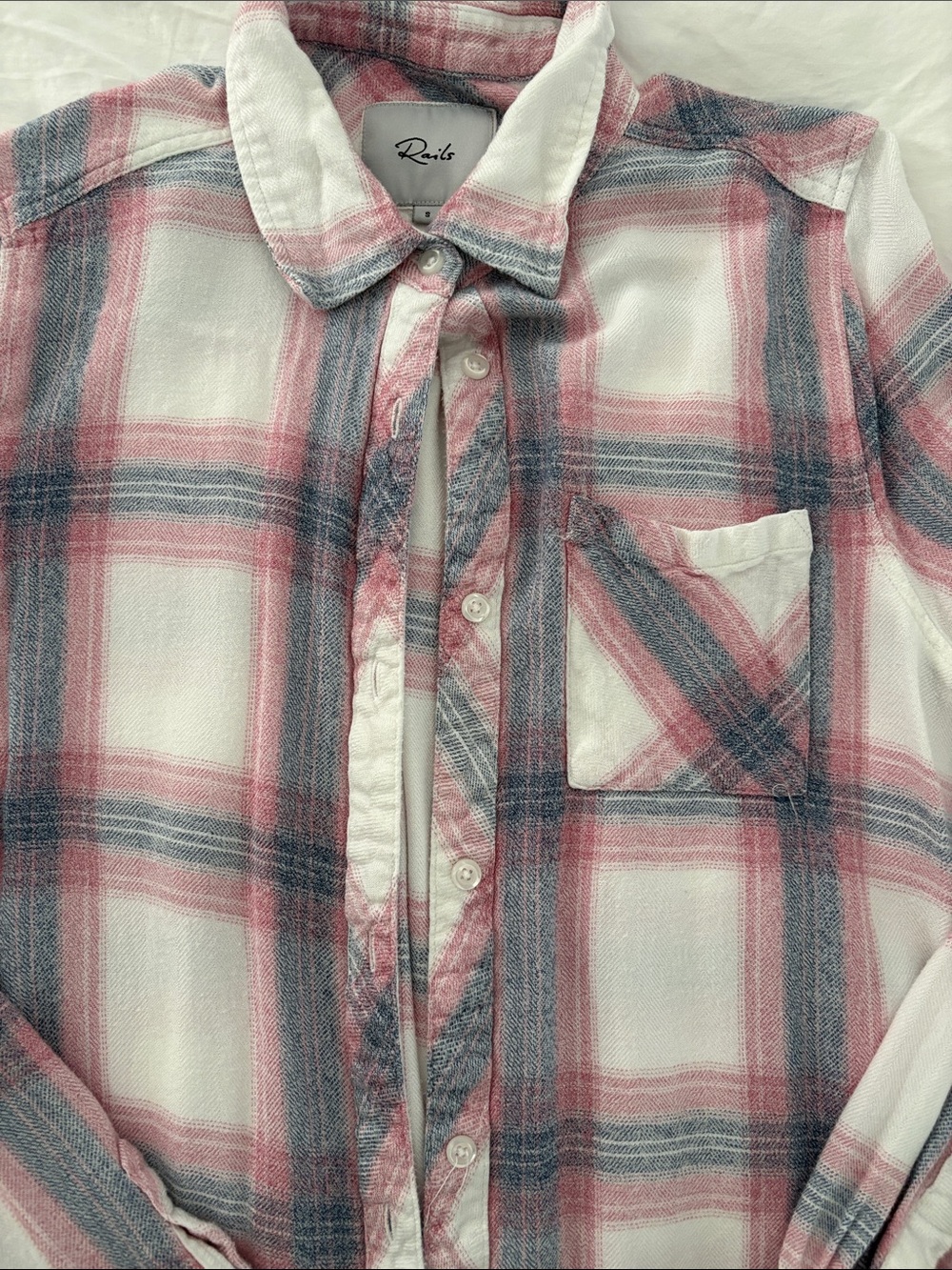 Rails Hunter plaid button-down shirt white/ pink Peony colorway Size Small - Picture 8 of 13